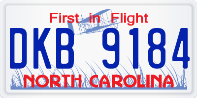 NC license plate DKB9184