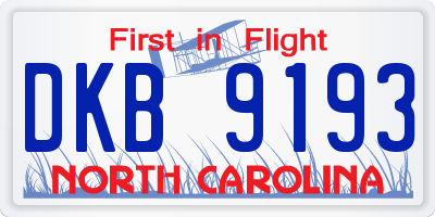 NC license plate DKB9193