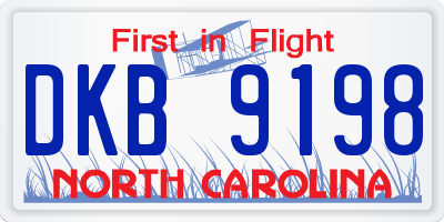 NC license plate DKB9198