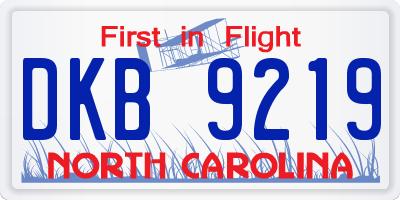 NC license plate DKB9219