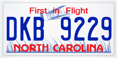 NC license plate DKB9229