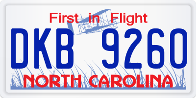 NC license plate DKB9260