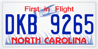 NC license plate DKB9265