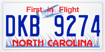NC license plate DKB9274
