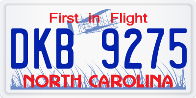 NC license plate DKB9275
