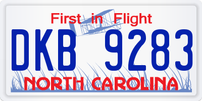 NC license plate DKB9283