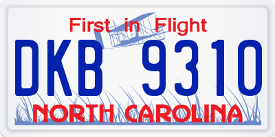 NC license plate DKB9310