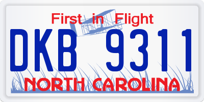 NC license plate DKB9311
