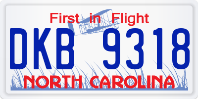 NC license plate DKB9318