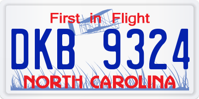 NC license plate DKB9324