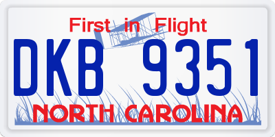NC license plate DKB9351