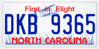 NC license plate DKB9365