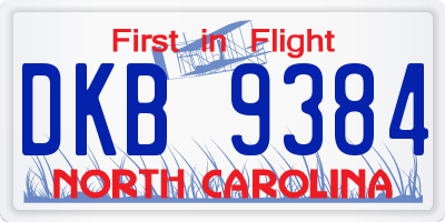NC license plate DKB9384