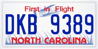 NC license plate DKB9389