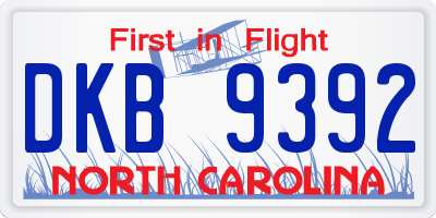 NC license plate DKB9392