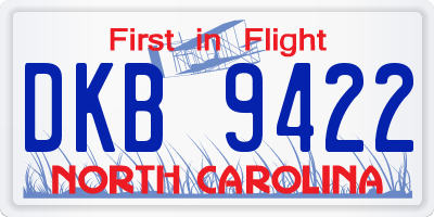 NC license plate DKB9422