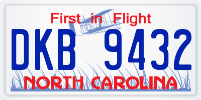NC license plate DKB9432
