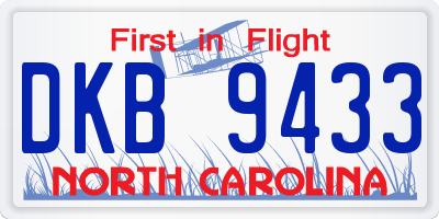 NC license plate DKB9433