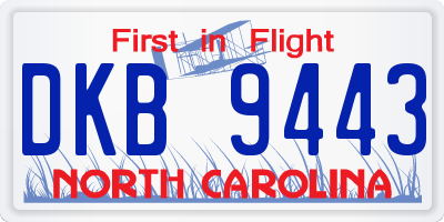 NC license plate DKB9443
