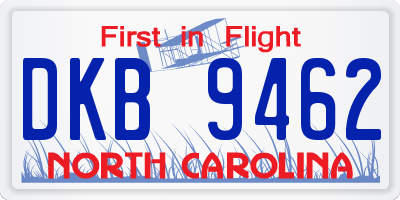 NC license plate DKB9462