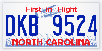 NC license plate DKB9524
