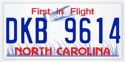 NC license plate DKB9614