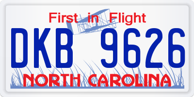 NC license plate DKB9626