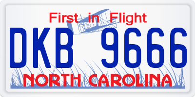 NC license plate DKB9666
