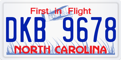 NC license plate DKB9678