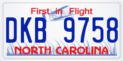 NC license plate DKB9758