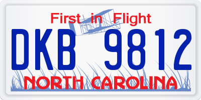 NC license plate DKB9812