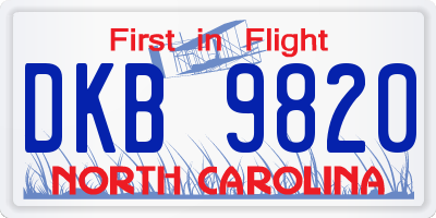 NC license plate DKB9820