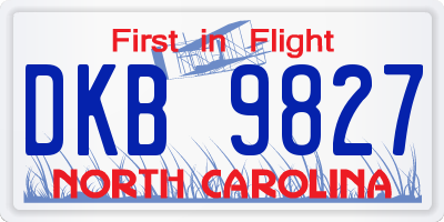 NC license plate DKB9827