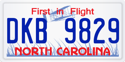NC license plate DKB9829