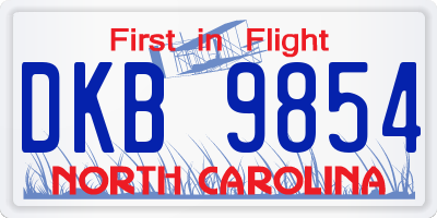 NC license plate DKB9854