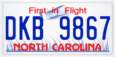 NC license plate DKB9867
