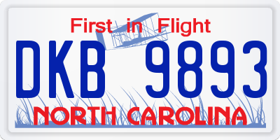 NC license plate DKB9893