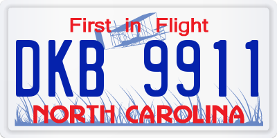 NC license plate DKB9911
