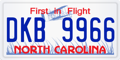 NC license plate DKB9966