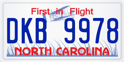 NC license plate DKB9978