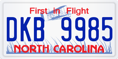 NC license plate DKB9985
