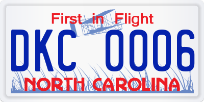 NC license plate DKC0006