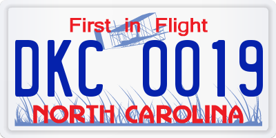 NC license plate DKC0019