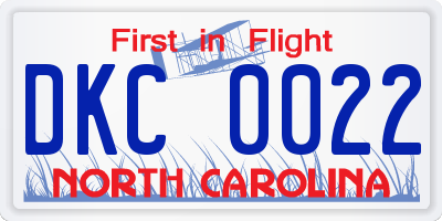 NC license plate DKC0022