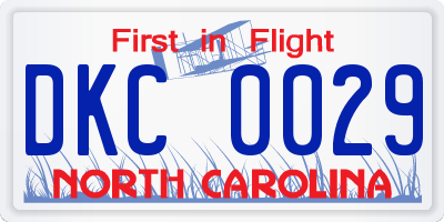 NC license plate DKC0029