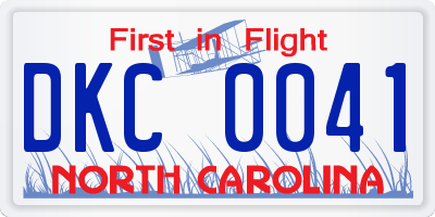 NC license plate DKC0041