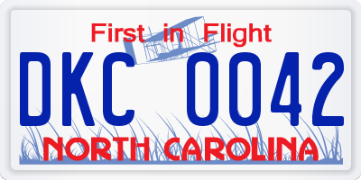 NC license plate DKC0042