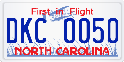 NC license plate DKC0050