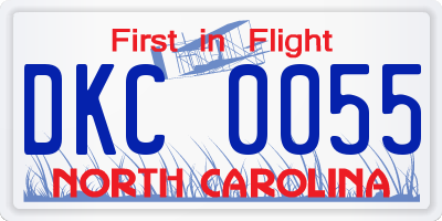 NC license plate DKC0055