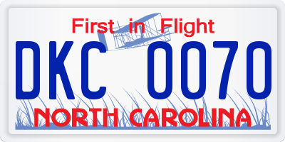 NC license plate DKC0070